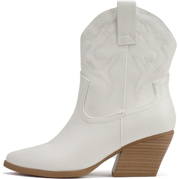 Blazing Ankle boot Wommen White Pointe Toe Low Heel - Picture 1 of 4